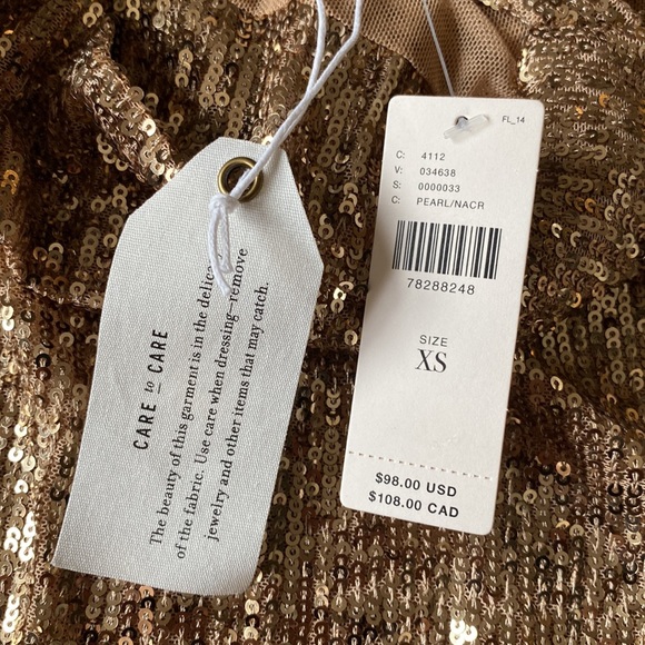 NWT Anthropologie pear beige sequin tank top women’s size XS - Picture 4 of 5